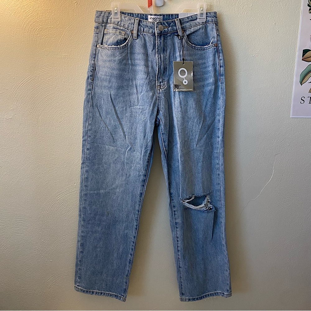 Insane Gene Hi-Rise Straight Distressed Jeans Blue - NEW - Size 29